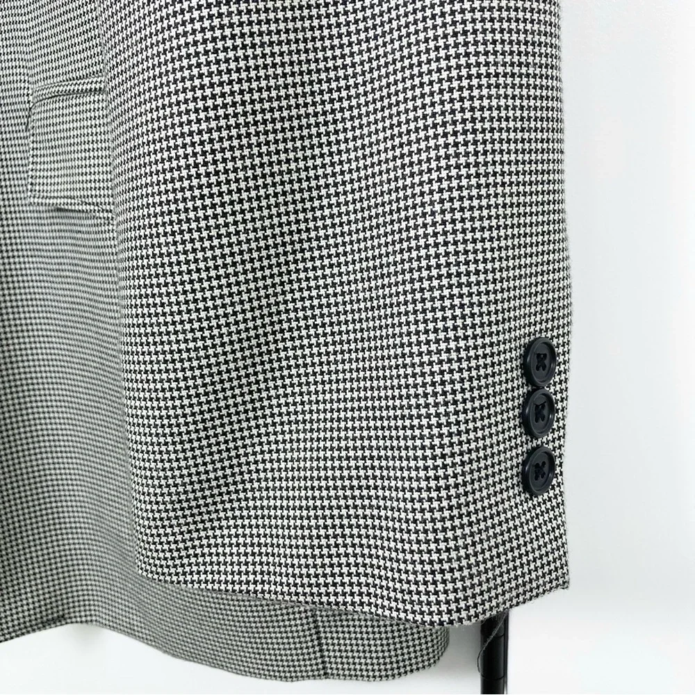 Circle S Western Sport Coat Plano Donegal‎ Jacket Black White Houndstooth 46 R - Picture 4 of 9